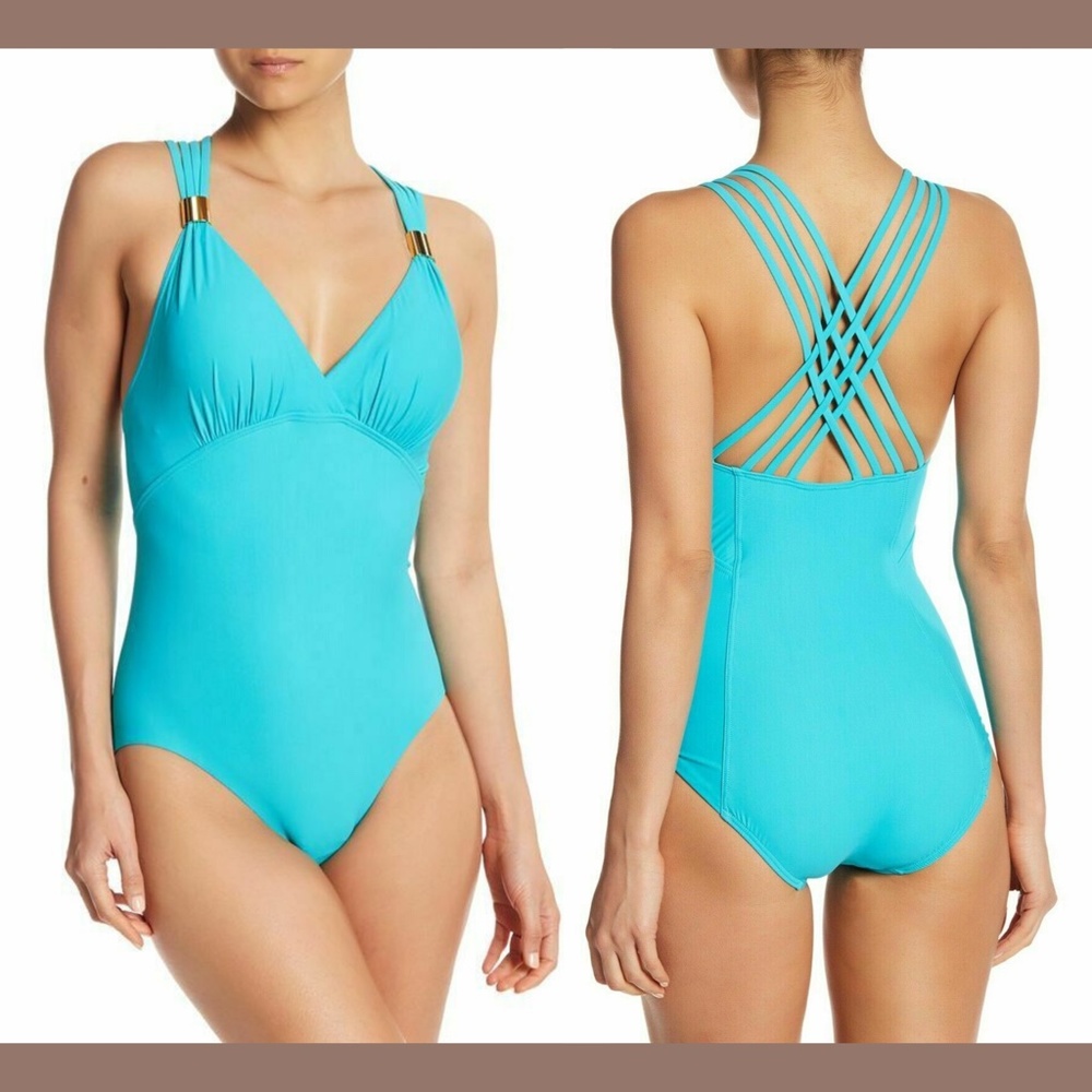 New $160 Amoressa You Only Live Twice Horizon One-Piece Swimsuit [ Sz 8 ]